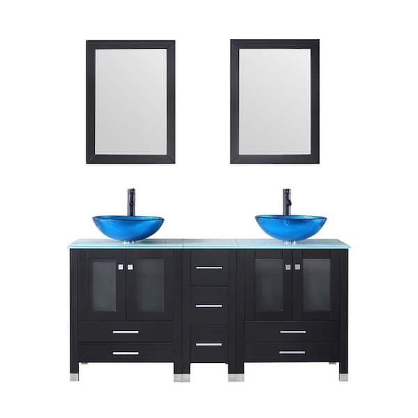 Wonline 60.61 in. Double Foil Laminated Tempered Glass Blue