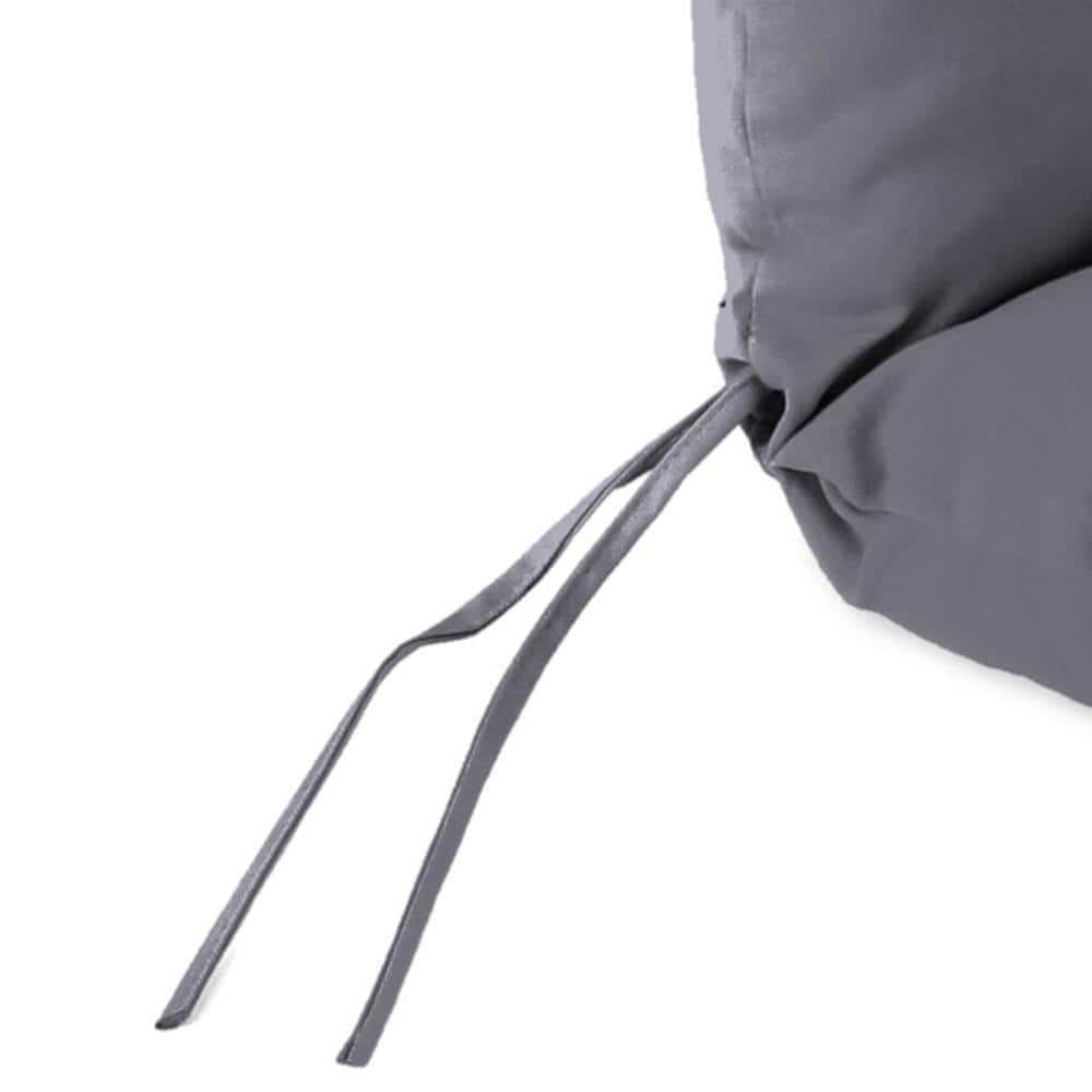 Charcoal Gray Polyester Outdoor Dining Chair Cushion with Ties