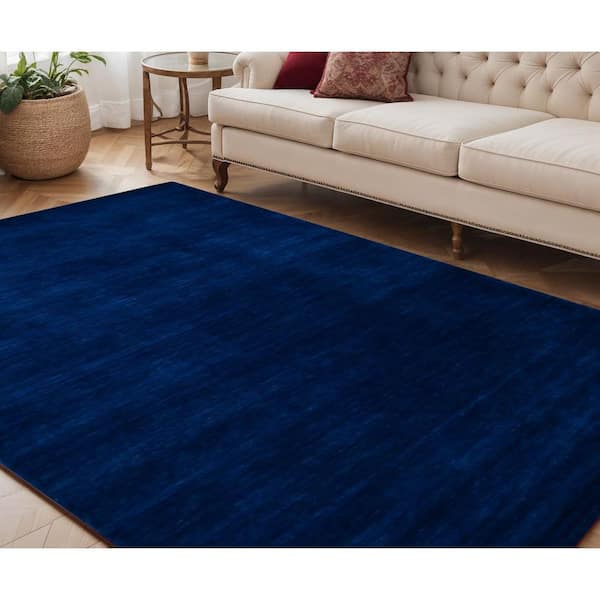 5 ft. x 8 ft. Navy Blue Wool Hand Woven Area Rug