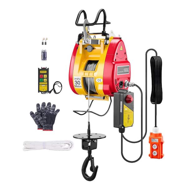 Electric Hoist Winch, 1100 lbs. Capacity, 1800-Watt Portable Power Winch, 98 ft. Lifting Height with Remote Control