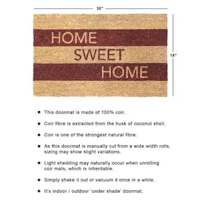 Brown Home Sweet Home Stripe 18 in. x 30 in. Doormat