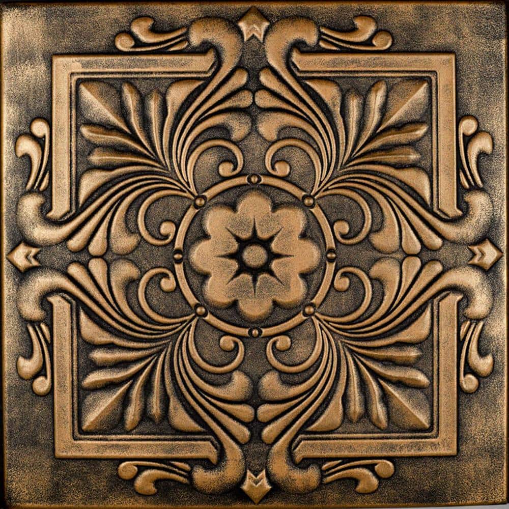 Victorian Antique Gold 1.6 ft. x 1.6 ft. Decorative Foam Glue Up Ceiling Ti