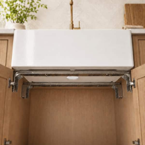 SinkSense Level-Up Undermount Sink Support in Stainless Steel, 1 Pack, 2 in. H x 4 in. W x 32 in. to 47.5 in. D