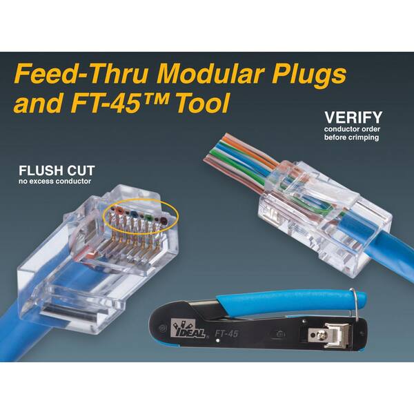 85376 IDEAL CAT6 Feed-Thru RJ-45 Modular Plugs 50/Card 85-376 