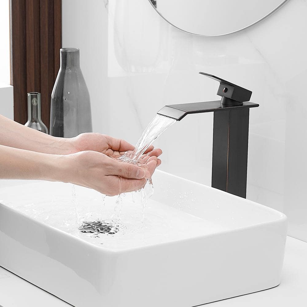 Oil-Rubbed Bronze Tall Vessel Sink Faucet with Drain Assembly