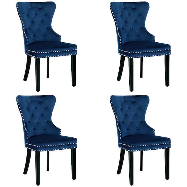WESTINFURNITURE Brooklyn Royal Blue Tufted Velvet Dining Side Chair (Set of 4)