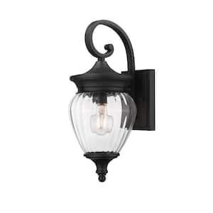 Davina 16.75 in. Black Outdoor Hardwired Wall Sconce with no bulbs included