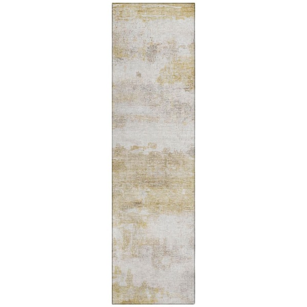 Chantille Machine Washable Indoor/Outdoor Abstract ACN2873 Gold 2 ft. x 7 ft. Runner Rug