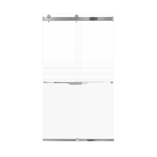 Transolid Brianna 48 in. W x 80 in. H Sliding Frameless Shower Door in Polished Chrome with Frosted Glass