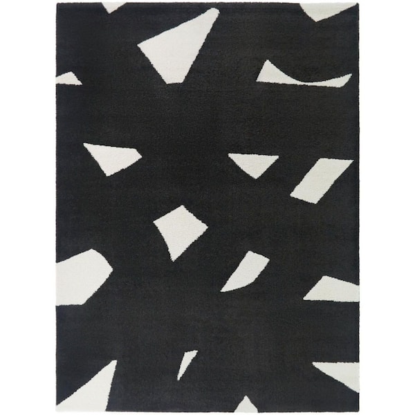 Sergio Cream/Black 5 ft. x 7 ft. Abstract Geometric Area Rug