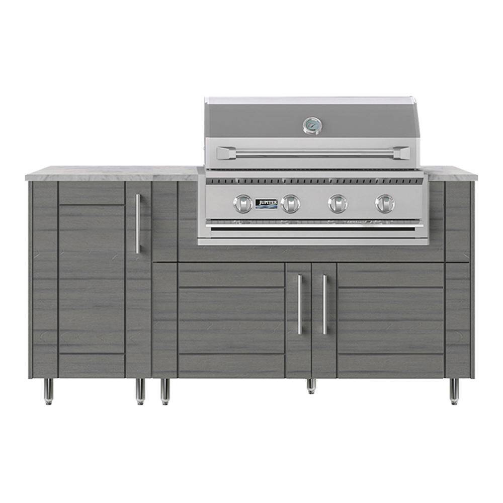 Daybreak 68.5 in. W 4-Burner Propane Grill Island in Stainless Steel Sanibel Dark Ash with Propane Cabinet price history on PriceWatchPro