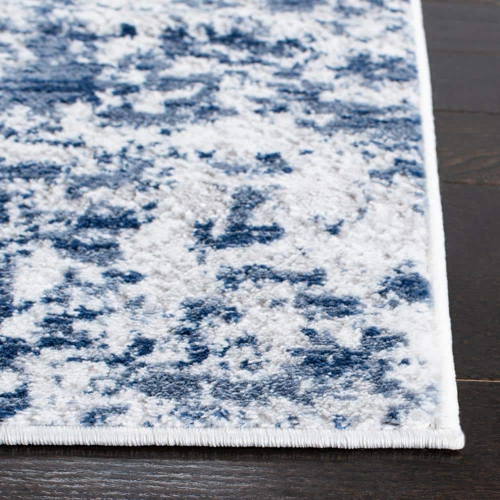 Amelia Navy and Gray Abstract Runner Rug