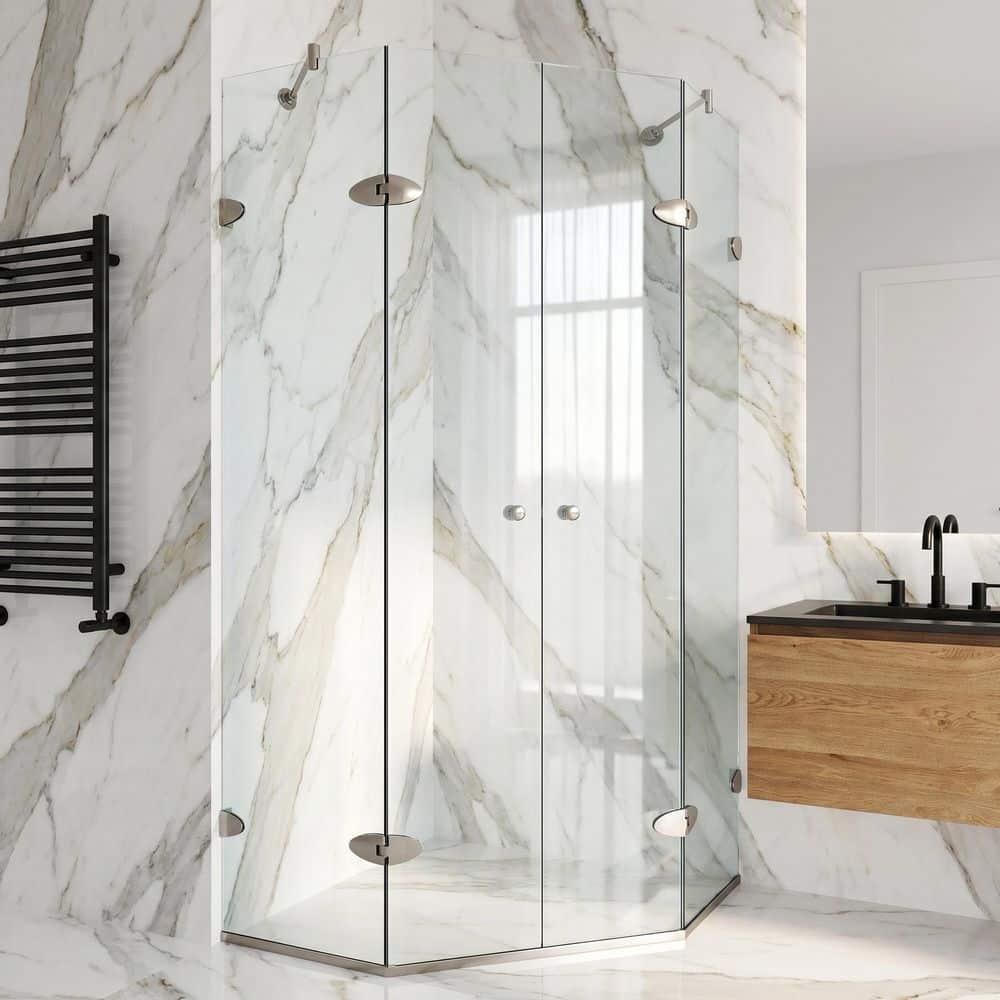 VIGO Gemini 46 in. L x 46 in. W x 73 in. H Frameless Pivot Neo