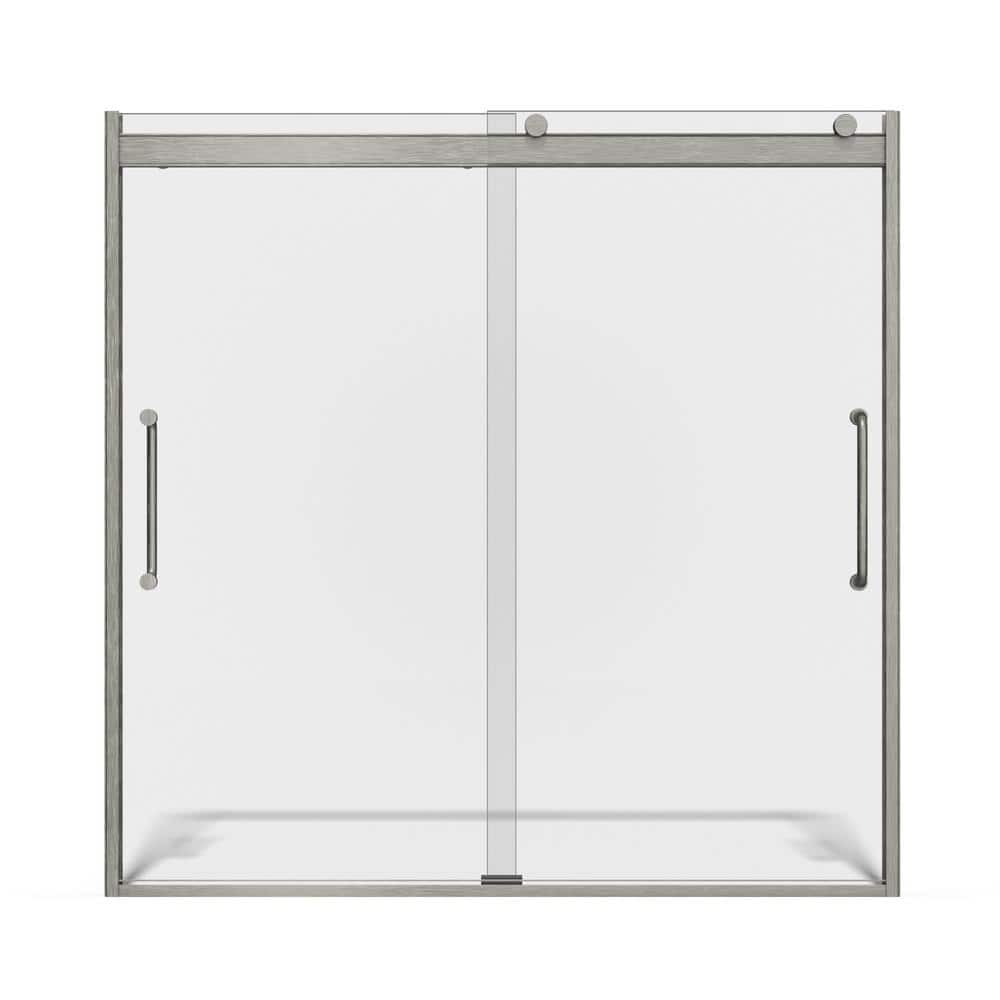 Arelo 60" Frameless Sliding Tub Door with Clear Glass and Black Handle