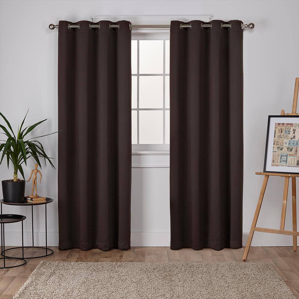 Sateen Espresso Solid Woven Room Darkening Grommet Top Curtain, 52 in. W x 84 in. L (Set of 2) price history on PriceWatchPro