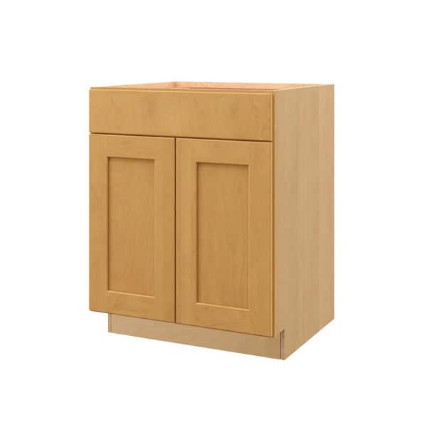 Aberdeen Recessed 27 in. W x 34.5 in. H x 24 in. D in Caramel Plywood Assembled Sink Base Cabinet