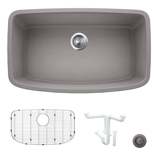 Blanco Valea 32 in. Undermount Single Bowl Metallic Gray Granite Composite Kitchen Sink Kit with Accessories