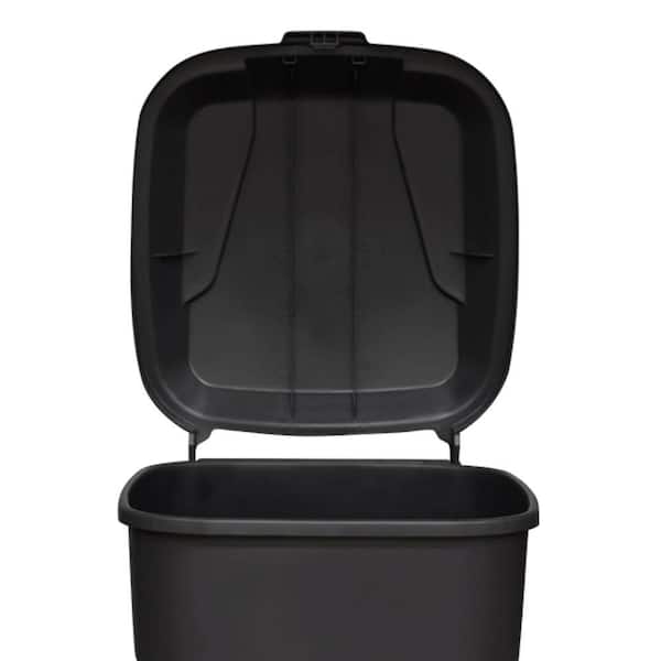 Rubbermaid Home 2054166 2008188 Wheeled Trash Can With Lid, 45 Gallon  Capacity, Plastic, Black, Hinged Closure: Trash Cans (071691425700-1)