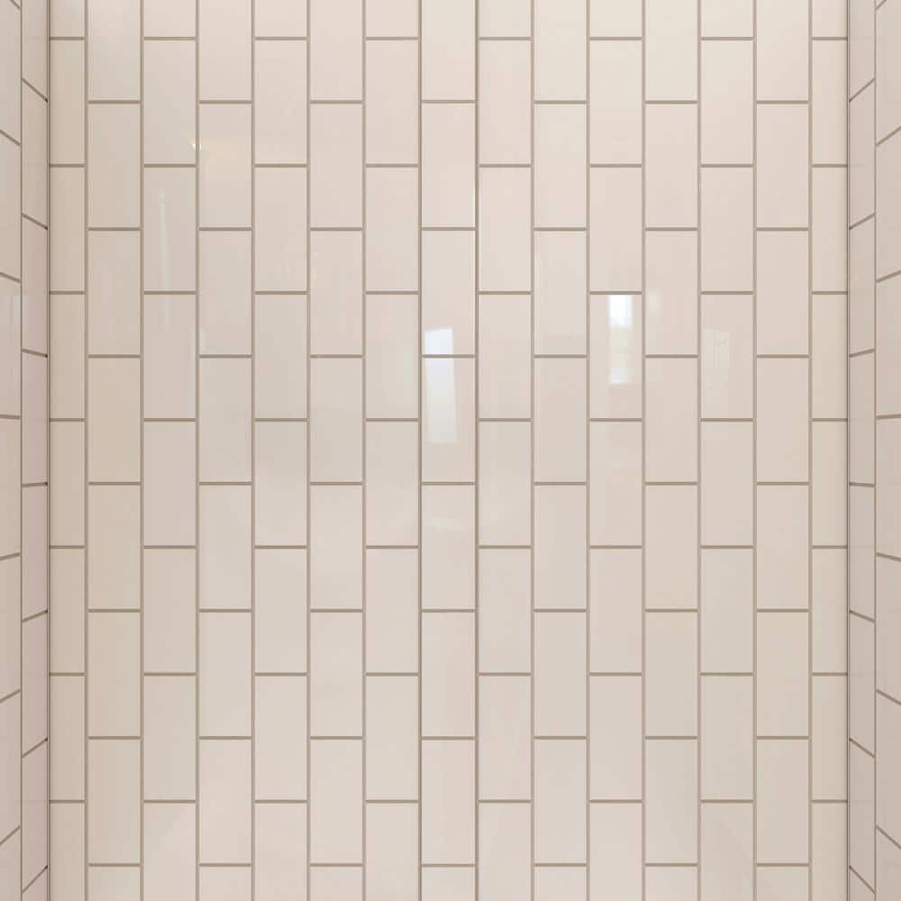 QWALL-VS Biscuit Acrylic 3-Piece Alcove Shower Kit