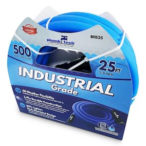 5/8 in dia. x 25 ft. Industrial Grade Dual-Purpose Blue Synthetic Rubber Hose, BPA Free for Safe Drinking, 500-Piece BP