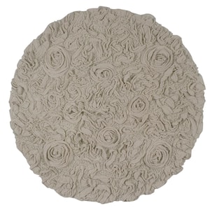 Bell Flower Collection 100% Cotton Tufted Non-Slip Bath Rugs, 30 in. Round, Linen
