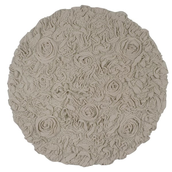 Bell Flower Collection 100% Cotton Tufted Non-Slip Bath Rugs, 30 in. Round, Linen
