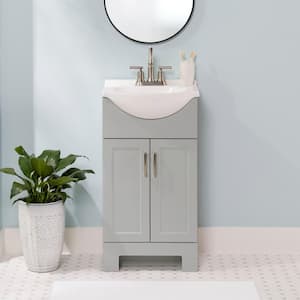 Weldon 18 in. Single Sink Pearl Gray Bath Vanity with White Cultured Marble Top (Assembled)