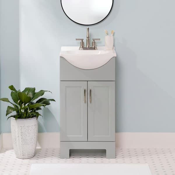 Weldon 18 in. Single Sink Pearl Gray Bath Vanity with White Cultured Marble Top (Assembled)