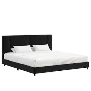 RealRooms Maverick Upholstered Bed, King Size Frame, Black Velvet