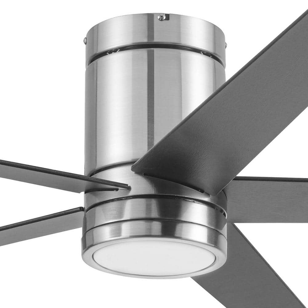 Graceshire 52" Brushed Nickel LED Ceiling Fan with Remote and Reversible Gray Oak Blades