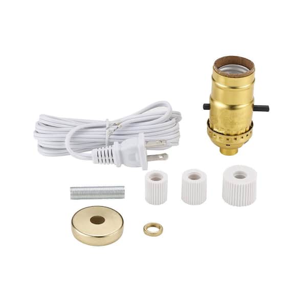 2 in. Brass DIY Make-A-Lamp Bottle Adapter Kit with Standard Base Lamp Socket and Hardware Included