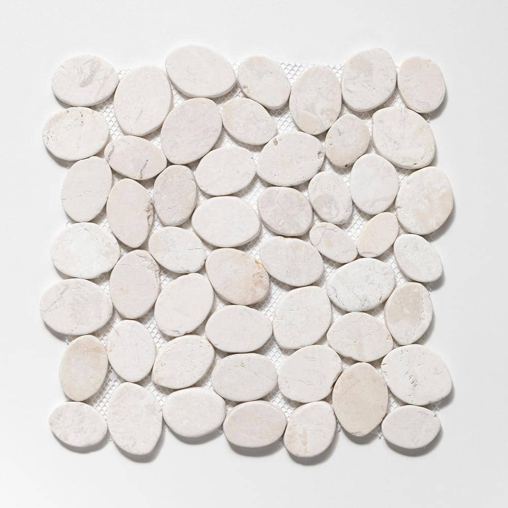 White Tumbled Marble Pebble Mosaic Tile for Floors and Walls