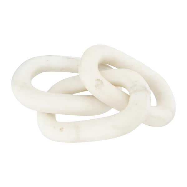 White 13 in. x 2 in. Marble Chain Link Figurine