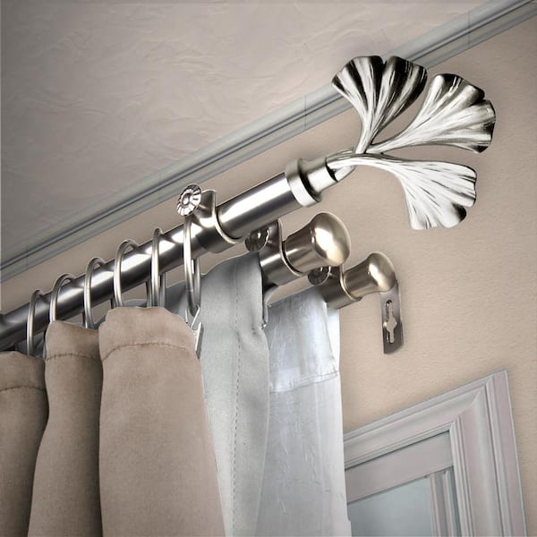 EMOH 13/16" Dia Adjustable 120" to 170" Triple Curtain Rod in Satin Nickel with Reggie Finials