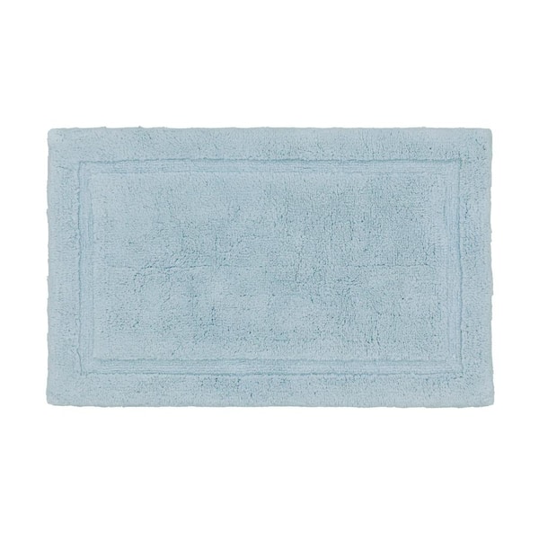 Jean Pierre NEW YORK Lydia Border Clear Light Blue 20 in. W. x 32 in. Cotton Plush Bathmat