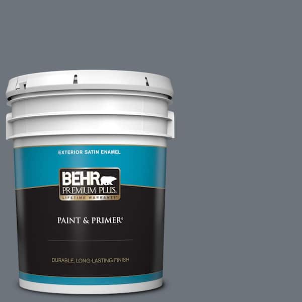 BEHR PREMIUM PLUS 5 gal. #750F-5 Silver Hill Satin Enamel Exterior Paint & Primer