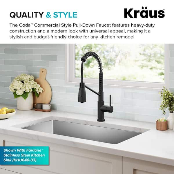 KRAUS Coda Commercial Style 2-Function Single Handle Pull Down