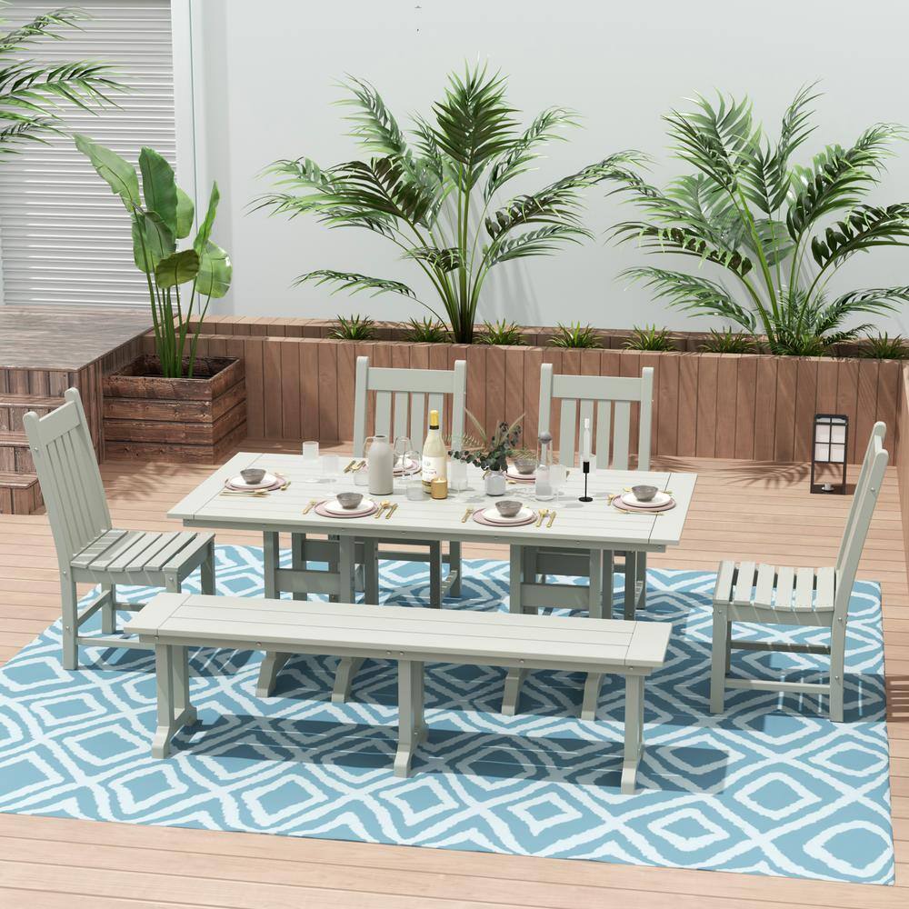 WESTIN OUTDOOR Hayes Sand 6Piece HDPE Plastic Rectangular Outdoor