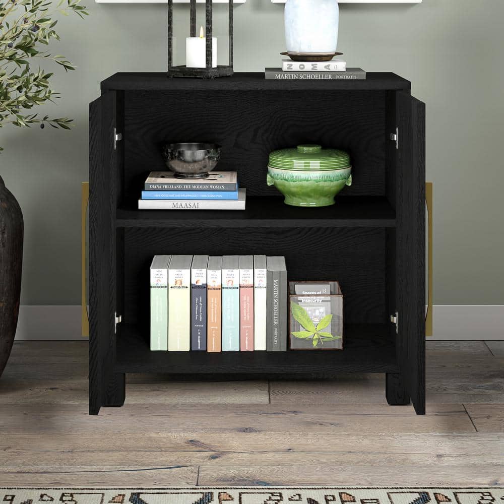 Black Grain MDF Rectangular Office Accent Cabinet