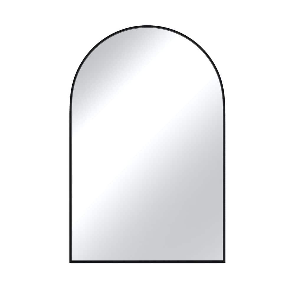 20 in. W x 30 in. H Arch Framed Beveled Wall Bathroom Vanity Mirror in Matte Black price history on PriceWatchPro