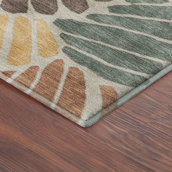 Mayfield Premium Machine Washable Abstract AMF2384 Basil 9 ft. x 12 ft. Area Rug