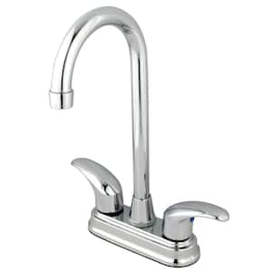 Legacy 2-Handle Deck Mount Gooseneck Bar Prep Faucets in Polished Chrome