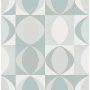 Archer Light Blue Linen Geometric Light Blue Wallpaper Sample