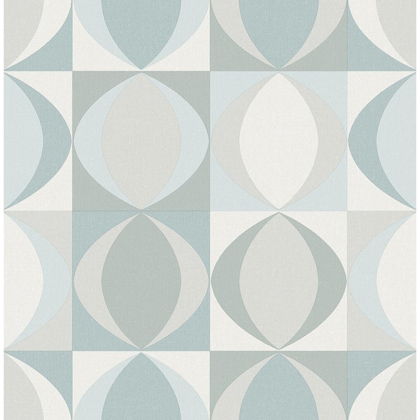 A-Street Prints Archer Light Blue Linen Geometric Light Blue Wallpaper Sample