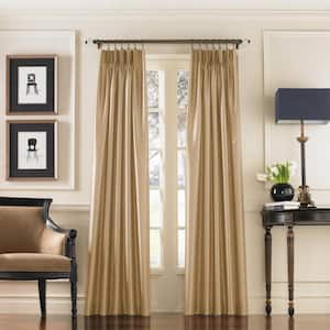 Marquee Sand Light Filtering Pinch Pleat/Back Tab Lined Curtain Panel - 30 in. W x 120 in. L