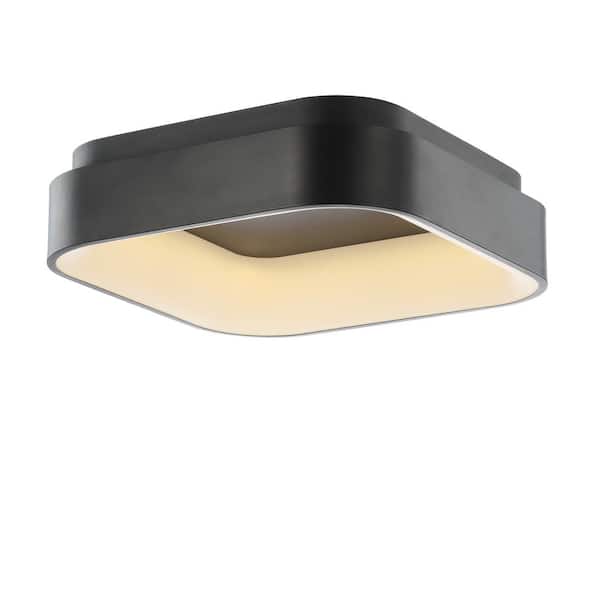 Rafael 17.7 in. Black Integrated LED Metal Flush Mount Ceiling Light