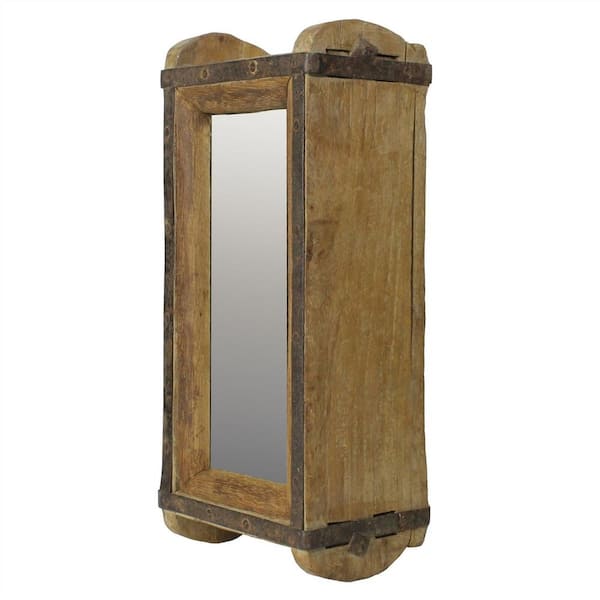 HomeRoots 3.5 in. x 12 in. Classic Rectangle Framed Brown Vanity Mirror