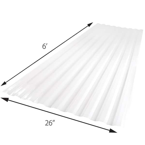 Suntuf - 26 in. x 6 ft. Corrugated Polycarbonate Roof Panel in White Opal