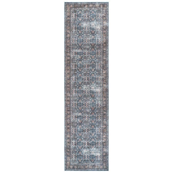Alaska Blue/Green 3 ft. x 10 ft. Medallion Runner Rug