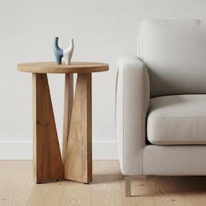 18 in. Brown Round Wood End Table with No Additional Features